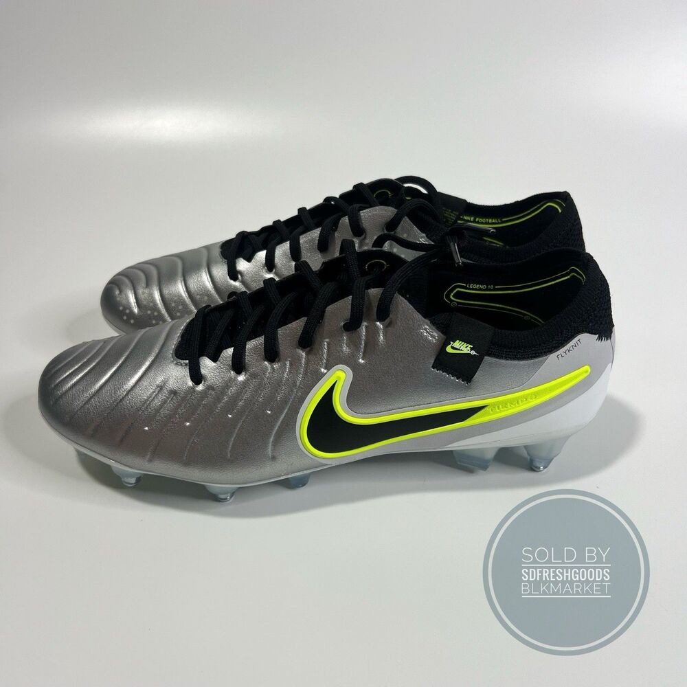 Nike Tiempo Legend 10 Elite Sg Pro AC Metallic Silver Volt HF4375-002 Size 9